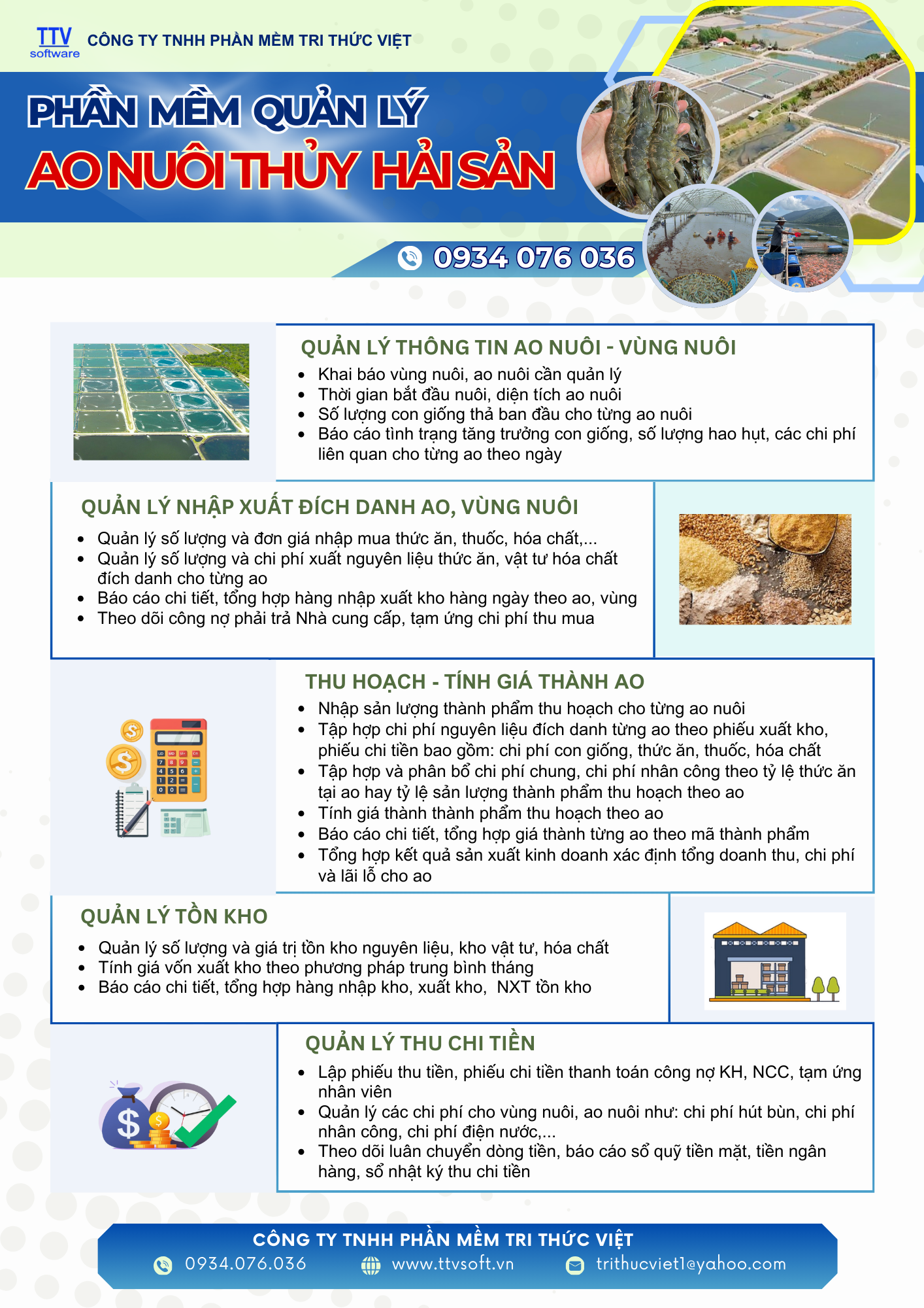 Phần mềm quản lý chi phí, tính giá thành ao nuôi, vùng nuôi thủy sản